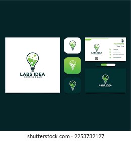 Laborlogo-Design mit Idee und Lampe
