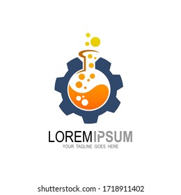 Laboratory logo and gear design combination, Science icons