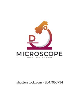 Laboratory Logo. Initial Letter D Microscope Logo Design Template Element.