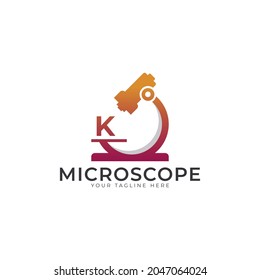Laboratory Logo. Initial Letter K Microscope Logo Design Template Element.