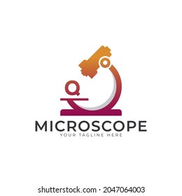 Laboratory Logo. Initial Letter Q Microscope Logo Design Template Element.