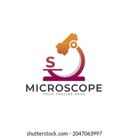 Laboratory Logo. Initial Letter S Microscope Logo Design Template Element.