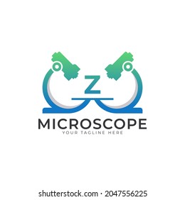 Laboratory Logo. Initial Letter Z Microscope Logo Design Template Element.
