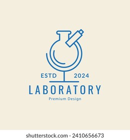 laboratory logo  microscope  line art  vector icon  minimalist symbol design