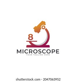 Laboratory Logo. Number 8 Microscope Logo Design Template Element.