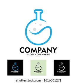 laboratory logo symbol, erlenmeyer flask logo template