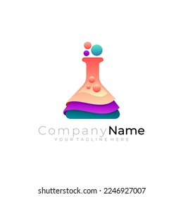 Laboratory logo template, 3d colorful design