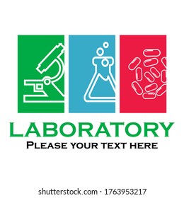 Ilustración del logotipo de laboratorio. industria automotriz, medicina, farmacia, marca. sitio web, aplicación, etiqueta, móvil, etc