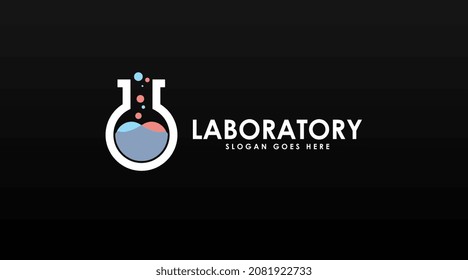Logo-Vektorgrafik für Laboratorien mit Dualkonzept einzeln auf dunklem Hintergrund