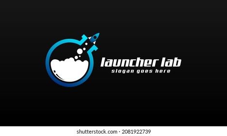 Laboratory Logo Vector with Dual Meaning Concept Isolated in Dark Background