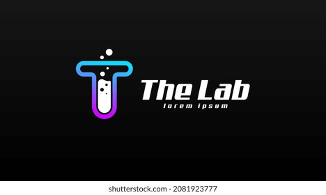 Laboratory Logo Vector with Dual Meaning Concept Isolated in Dark Background