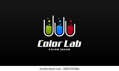 Vector de logotipo de laboratorio con doble sentido aislado en fondo oscuro
