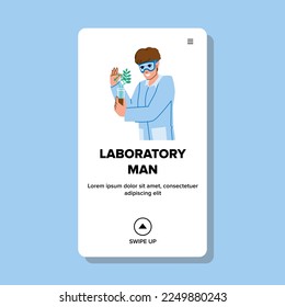 laboratory man vector. scientist medicine, research doctor, science medical, chemistry laboratory man web flat cartoon illustration