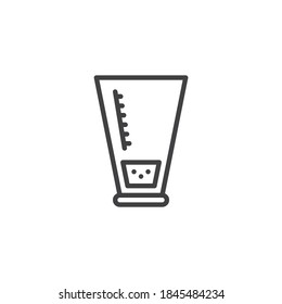 Laboratory measuring cup line icon. linear style sign for mobile concept and web design. Medical glassware outline vector icon. Symbol, logo illustration. Vector graphics