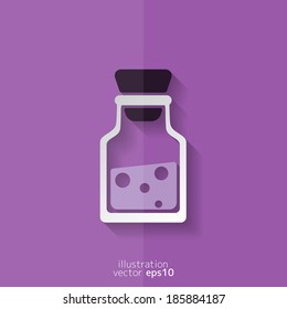 Laboratory medical flask. Flat design.