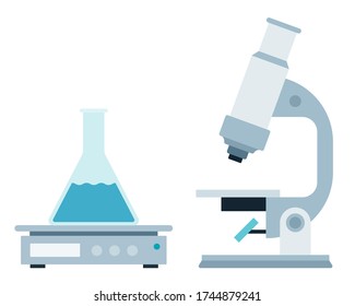 Laboratory medical instruments vector illustration in flat style.