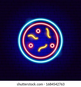 Laboratory Microbes Neon Sign. Vector Illustration of Science Promotion.