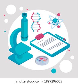 laboratory microscope and checklist icons