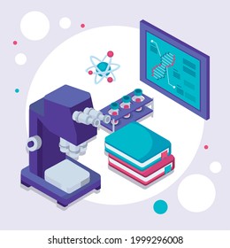 laboratory microscope and equipment icons