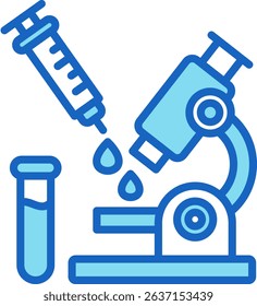 Laboratory Microscope Icon Blue Vector Illustration