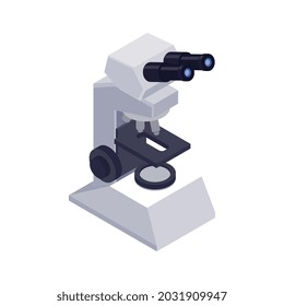 Isometrisches Labormikroskop auf weißem Hintergrund 3D Vektorgrafik