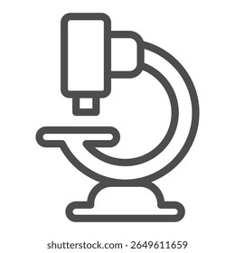 Ícone de linha de microscópio de laboratório, conceito de equipamento ótico. Gráficos vetoriais. Microscópio, lente de aumento símbolo de ferramenta no fundo branco, ícone de estilo de contorno para design móvel ou web