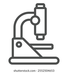 Ícone de linha de microscópio de laboratório, conceito científico. Gráficos vetoriais. Sinal de microscópio no fundo branco, ícone de estilo de contorno para design móvel ou web