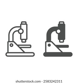 Laboratory microscope line and solid icon, science concept. Vector graphics. Microscope sign on white background, outline style icon for mobile or web design