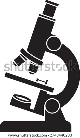 Laboratory microscope silhouette icon for medical research and science education