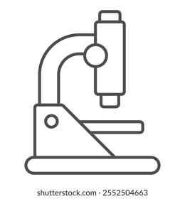 Labormikroskop dünne Linie Symbol, Wissenschaft Konzept. Vektorgrafiken. Mikroskop-Zeichen auf weißem Hintergrund, Umrissstil-Symbol für Mobil- oder Webdesign