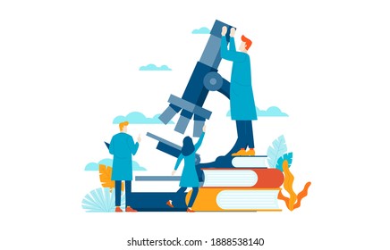 laboratory mini people research flat illustration