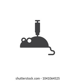Laboratory mouse with injection vector icon. filled flat sign for mobile concept and web design. Medical experiment simple solid icon. Symbol, logo illustration