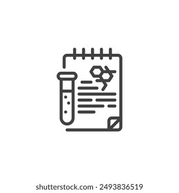 Laboratory Notebook line icon. linear style sign for mobile concept and web design. Laboratory notebook with handwritten notes outline vector icon. Symbol, logo illustration. Vector graphics