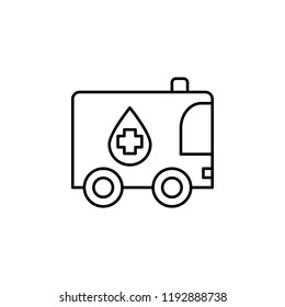 laboratory on wheels icon. Element of blood donation for mobile concept and web apps illustration. Thin line icon for website design and development, app development on white background