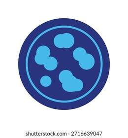 Laboratory petri dish vector with bacteria culture. Ideal for microbiology, science research, and medical labs. Flat design isolated on white background.