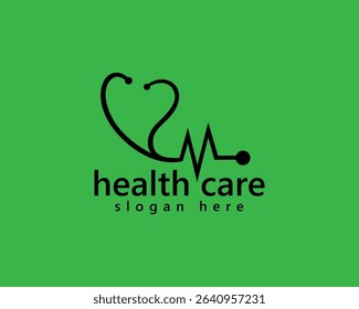 laboratory, pharmacy, medical logo, the combination of stethoscopes forms a love logo design inspiration