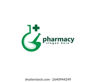 laboratory, pharmacy, medical logo, lab bottle combined with bowl pharmacy logo design inspiration