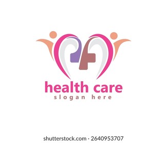 laboratory, pharmacy, medical logo, two people raise their hands to form love with a medical plus in the middle, logo design inspiration