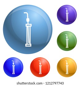 Laboratory pipette icons set vector 6 color isolated on white background