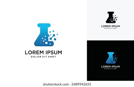 Laboratorio Tecnología Pixel diseño de logotipo inspirador. Icono de idea de laboratorio creativo digital.	