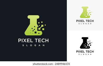 Laboratory Pixel technology inspirational logo design. digital creative lab idea icon.	