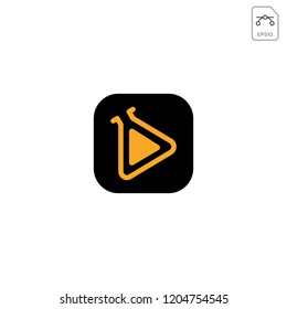 laboratory with play button logo template vector illustration and inspiration