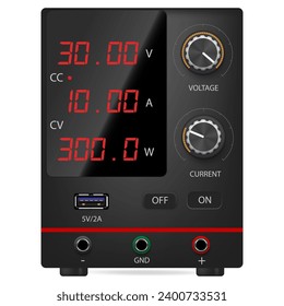 Laboratory power supply. Vector graphics.