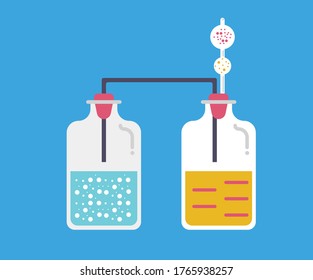 Laboratory processes background. Modern illustration slider site page. Concept of the processes occurring in the laboratory vector. Web banner processes the chemical experiment desing. 