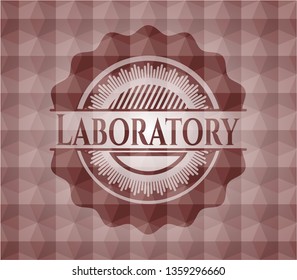 Laboratory red seamless badge with geometric background.