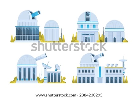 laboratory, research center or lab building vector illustration collection. Flat design front view concept for city illustration