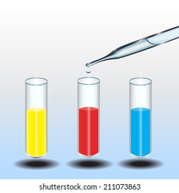 Laboratory research, dropping liquid to test tube,vector eps10