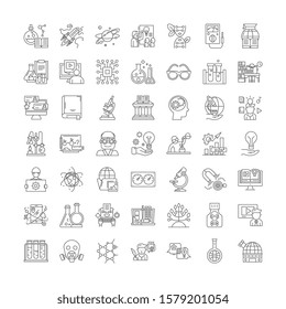 Laboratory research linear icons, signs, symbols vector line illustration set