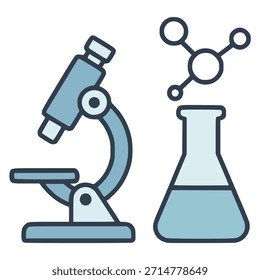 Diseño de Plantilla de Ilustración vectorial de color plano de ciencia de investigación de laboratorio