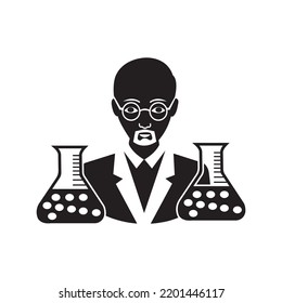 Laboratory research scientist icon | Black Vector illustration |